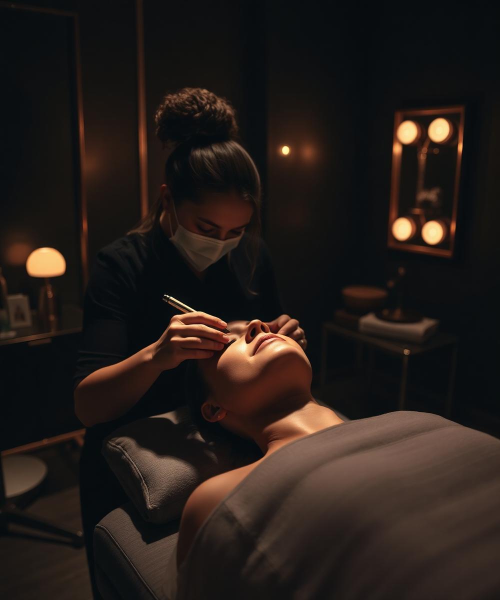 Procedimento de estética facial em sala reservada